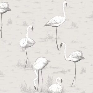 NWT COLE & SON Wallpaper Flamingo Soft Grey 2 Euro Double Rolls 95/8046 Sealed
